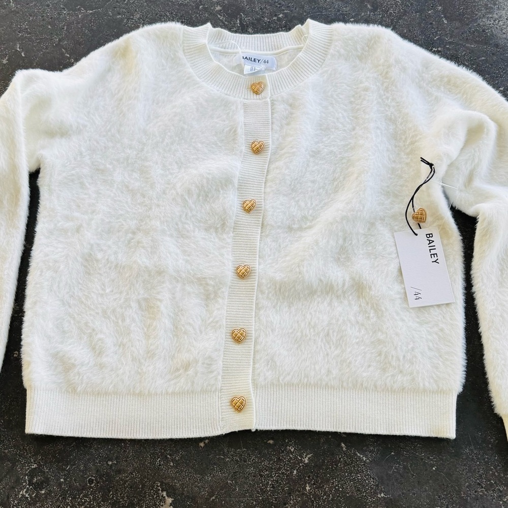 NWT BAILEY 44 White Cardigan Sweater Size M